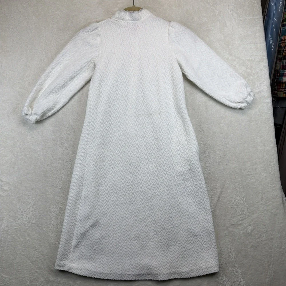 Vintage Cassie Girls 6 White Pink Ribbon Lace Long Sleeve Nightgown Prairie Gown